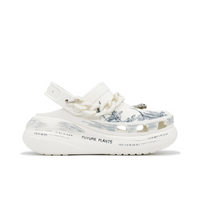 Custom Crocs White Gray Hand Drawn Flowers