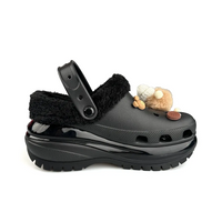 Custom Crocs Black Plush With Small Briquettes Plush Decoration