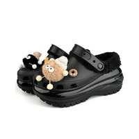 Custom Crocs Black Plush With Small Briquettes Plush Decoration