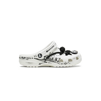Custom Crocs White Black Graffiti And Shoelace