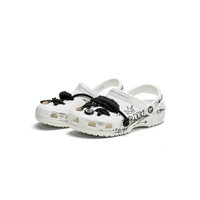 Custom Crocs White Black Graffiti And Shoelace