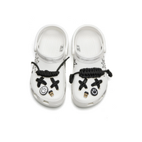 Custom Crocs White Black Graffiti And Shoelace