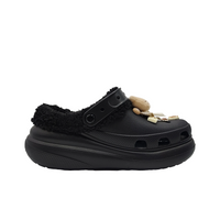 Custom Crocs Black Plush With Khaki Cat Cartoon Decoration