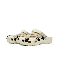 Custom Crocs Beige With Khaki Shoelaces