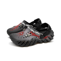 Custom Crocs Black Silver Red Silver Flame Chain