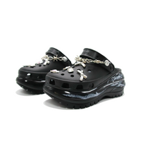Custom Crocs Black Blue Graffiti Silver Decorations