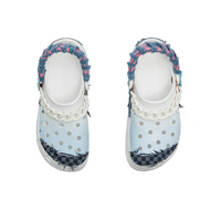 Custom Crocs White Light Blue With Denim And Black Checked Fabric