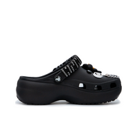 Custom Crocs Black Shoes Shoelaces Wrapped With Black White Decorations