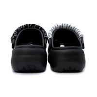 Custom Crocs Black Shoes Shoelaces Wrapped With Black White Decorations