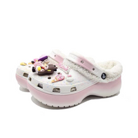 Custom Crocs Pink White Plush Cartoon Decorations