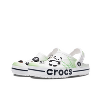 Custom Crocs White Black Green Panda Bamboo Cartoon