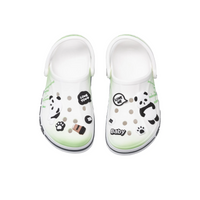 Custom Crocs White Black Green Panda Bamboo Cartoon