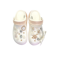 Custom Crocs White Orange Flower Accessories