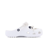 Custom Crocs White Brown Puppy Buttons With Off White Shoelaces