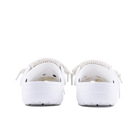 Custom Crocs White Brown Puppy Buttons With Off White Shoelaces