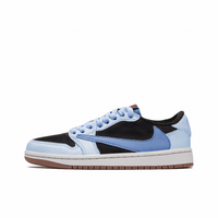 Custom Air Jordan 1 Black Light And Dark Blue Reverse Swoosh