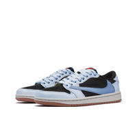 Travis Scott Jordan 1 Custom Jordans Black Light And Dark Blue