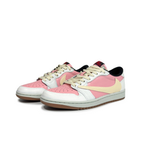 Travis Scott Jordan 1 Custom Jordans Pink White Beige