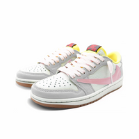 Travis Scott Jordan 1 Custom Jordans Grey White Pink