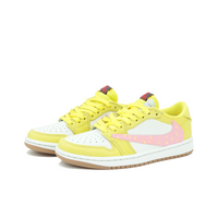Travis Scott Jordan 1 Custom Jordans Lemon Yellow White Pink