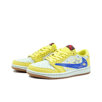 Travis Scott Jordan 1 Custom Jordans Yellow Blue With Stars Pattern