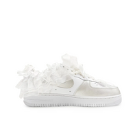 Custom Air Force 1 Grey White Lace Pearls Wedding Shoes