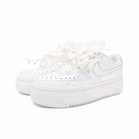 Custom Court White Sequined Crystal Flowers Lace Wedding Shoes