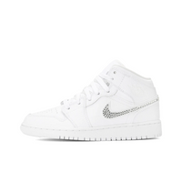 Custom Air Jordan 1 White Diamonds Swoosh