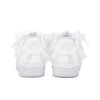 Custom Air Force 1 White Butterflies Pearls Lace Wedding Shoes