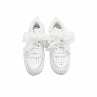 Custom Air Jordan 1 White Pearls Lace Wedding Shoes