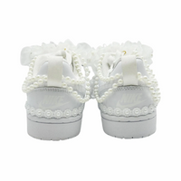 Custom Air Jordan 1 White Pearls Lace Wedding Shoes