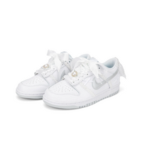 Custom Dunk White Lace Bow Wedding Shoes