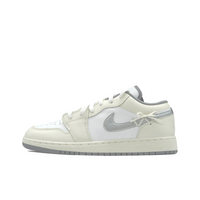 Custom Air Jordan 1 Beige Grey White Bow Wedding Shoes