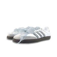 White Sliver Grey Diamonds Wedding Shoes - Adidas Samba Custom