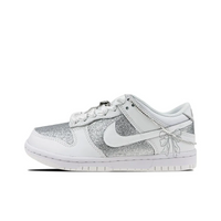 Custom Dunk White Sliver-Grey Bow Wedding Shoes