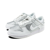 Custom Dunk White Sliver-Grey Bow Wedding Shoes