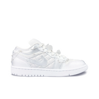 Custom Air Jordan 1 White Sliver Flowers Lace Metal Chain Wedding Shoes