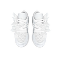 Custom Air Jordan 1 White Sliver Flowers Lace Metal Chain Wedding Shoes