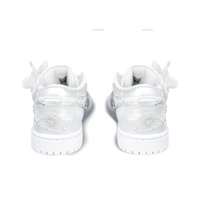 Custom Air Jordan 1 White Sliver Flowers Lace Metal Chain Wedding Shoes