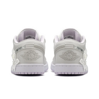 Custom Air Jordan 1 Light Grey White Flower Pattern&Embroidery Wedding Shoes