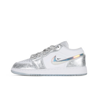 Custom Air Jordan 1 White Sliver Jelly Strips Swoosh Low