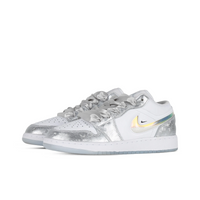 Custom Air Jordan 1 White Sliver Jelly Strips Swoosh Low