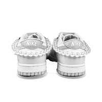 Custom Dunk Grey White Lace Bow Pearl Chain Wedding Shoes