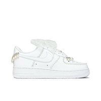 Custom Air Force 1 White Pearls Lace Wedding Shoes