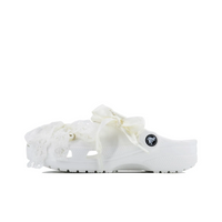 Custom Crocs White Lace Bow With Pearls Wedding Shoes