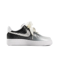Custom Air Force 1 White Black Gradient Diamonds Swoosh Wedding Shoes