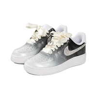 Custom Air Force 1 White Black Gradient Diamonds Swoosh Wedding Shoes