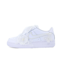 Custom Air Force 1 White Lace Flower Butterfly Pearls Wedding Shoes