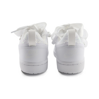 Custom Air Jordan 1 White Lace Bow Pearls Wedding Shoes
