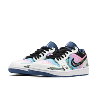 Cyberpunk Pink Blue White Custom Air Jordan 1 Low